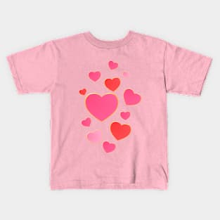 pink hearts with gold border Kids T-Shirt